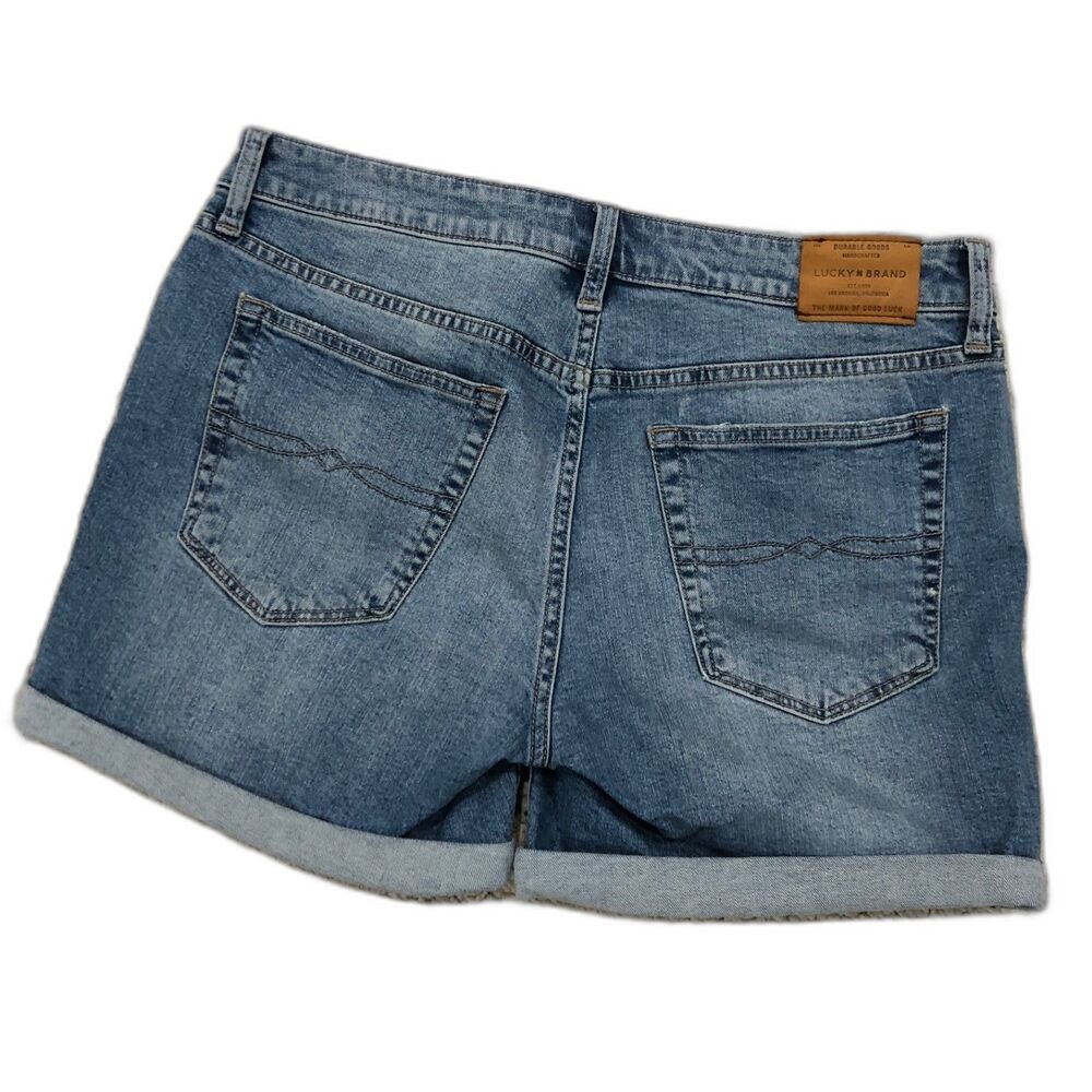 Women's Lucky Brand "The Roll Up" Denim Distressed Shorts Sz 10 - Picture 2 of 7